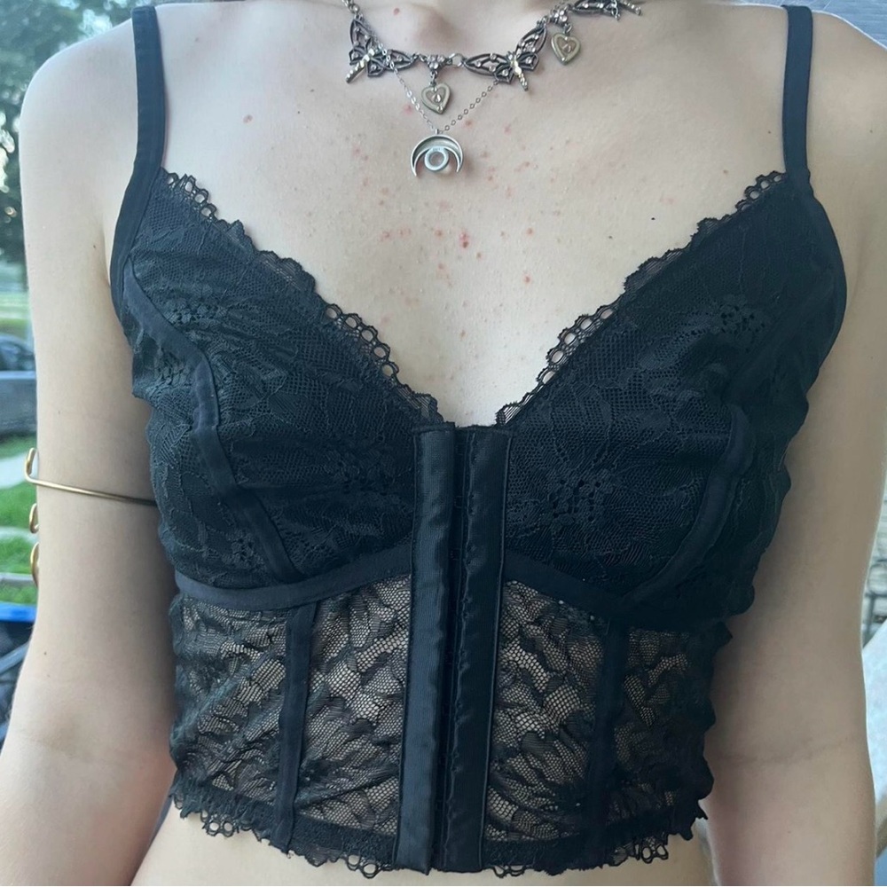 Colsie Black Lace Longline Bralette